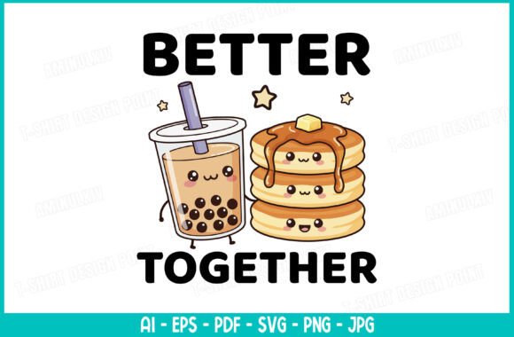 Download Cute Kawaii Boba &amp; Pancake Clipart SVG - Pancake clipart Collection
