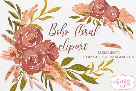 Download Boho Fall Floral Clipart Set - Fall floral Collection